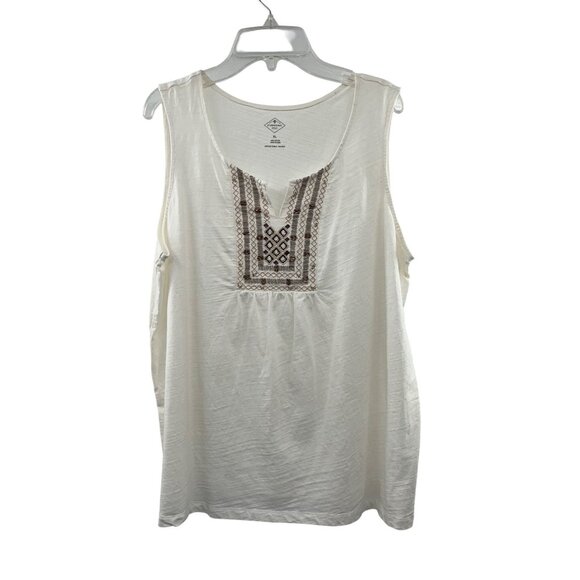 St Johns Bay Blouse Womens XL Used Sleeveless Embroidery Beads - Picture 1 of 13